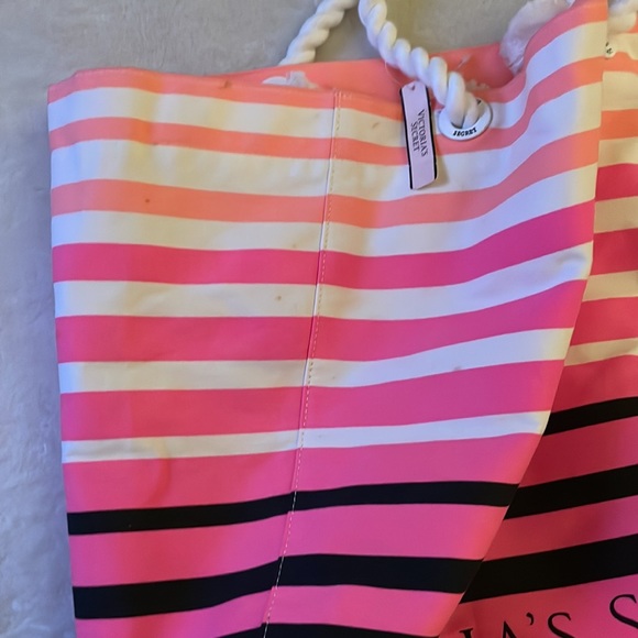NWT Victoria’s Secret Canvas Pink Stripes Tote Bag - Picture 13 of 13